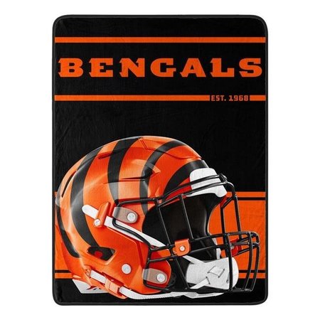 NORTHWEST Northwest 9060412977 Cincinnati Bengals Micro Raschel Run Design Rolled Blanket - 46 x 60 in. 9060412977